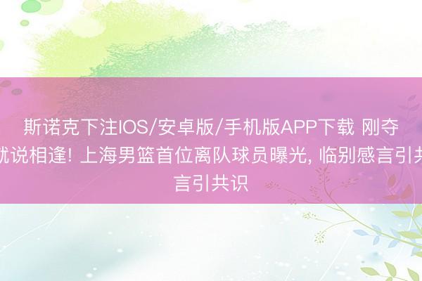 斯诺克下注IOS/安卓版/手机版APP下载 刚夺冠就说相逢! 上海男篮首位离队球员曝光， 临别感言引共识