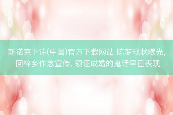 斯诺克下注(中国)官方下载网站 陈梦现状曝光, 回梓乡作念宣传, 领证成婚的鬼话早已表现