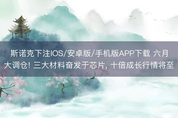 斯诺克下注IOS/安卓版/手机版APP下载 六月大调仓! 三大材料奋发于芯片, 十倍成长行情将至