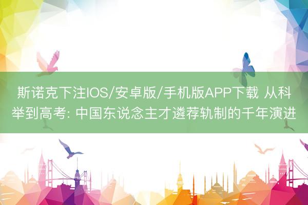 斯诺克下注IOS/安卓版/手机版APP下载 从科举到高考: 中国东说念主才遴荐轨制的千年演进