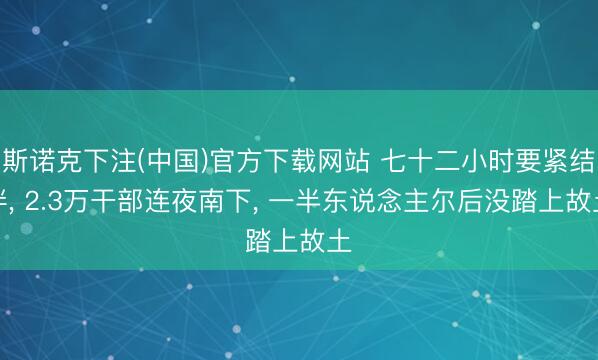 斯诺克下注(中国)官方下载网站 七十二小时要紧结伴， 2.3万干部连夜南下， 一半东说念主尔后没踏上故土