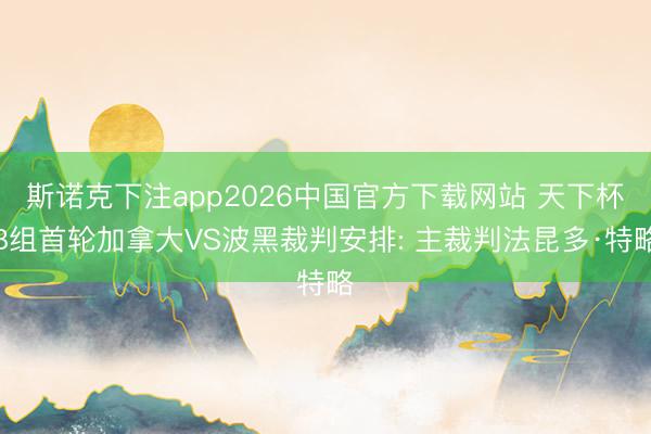 斯诺克下注app2026中国官方下载网站 天下杯B组首轮加拿大VS波黑裁判安排: 主裁判法昆多·特略