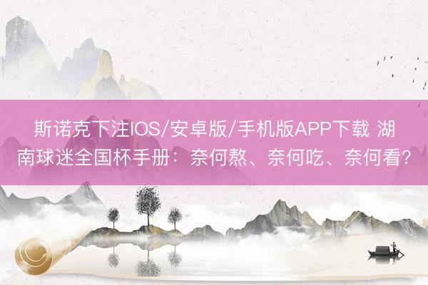 斯诺克下注IOS/安卓版/手机版APP下载 湖南球迷全国杯手册:奈何熬、奈何吃、奈何看?