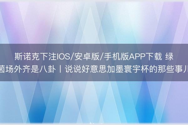 斯诺克下注IOS/安卓版/手机版APP下载 绿茵场外齐是八卦丨说说好意思加墨寰宇杯的那些事儿