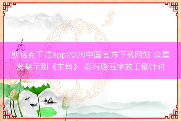 斯诺克下注app2026中国官方下载网站 众星发晓示别《主角》 秦海璐五字放工倒计时
