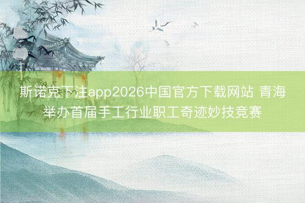斯诺克下注app2026中国官方下载网站 青海举办首届手工行业职工奇迹妙技竞赛