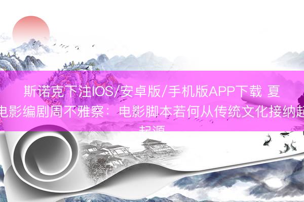 斯诺克下注IOS/安卓版/手机版APP下载 夏衍电影编剧周不雅察:电影脚本若何从传统文化接纳起源