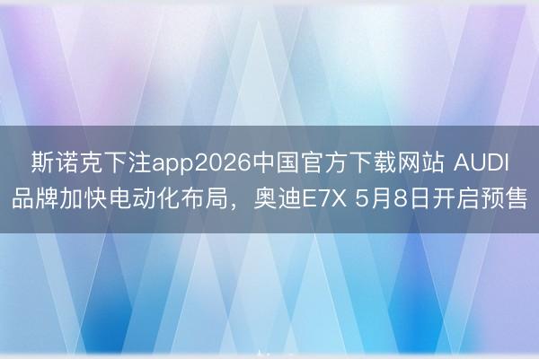 斯诺克下注app2026中国官方下载网站 AUDI品牌加快电动化布局,奥迪E7X 5月8日开启预售