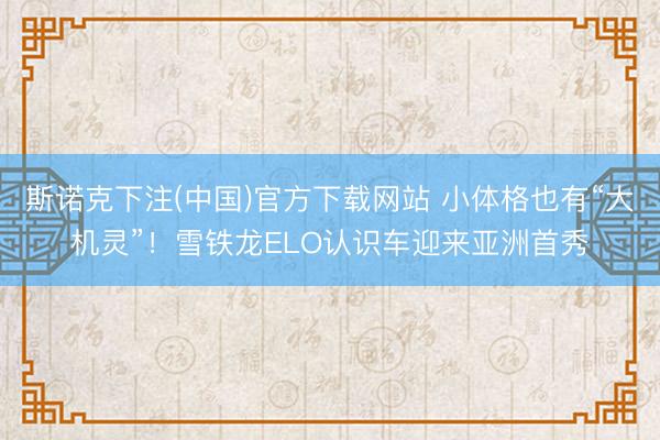 斯诺克下注(中国)官方下载网站 小体格也有“大机灵”！雪铁龙ELO认识车迎来亚洲首秀